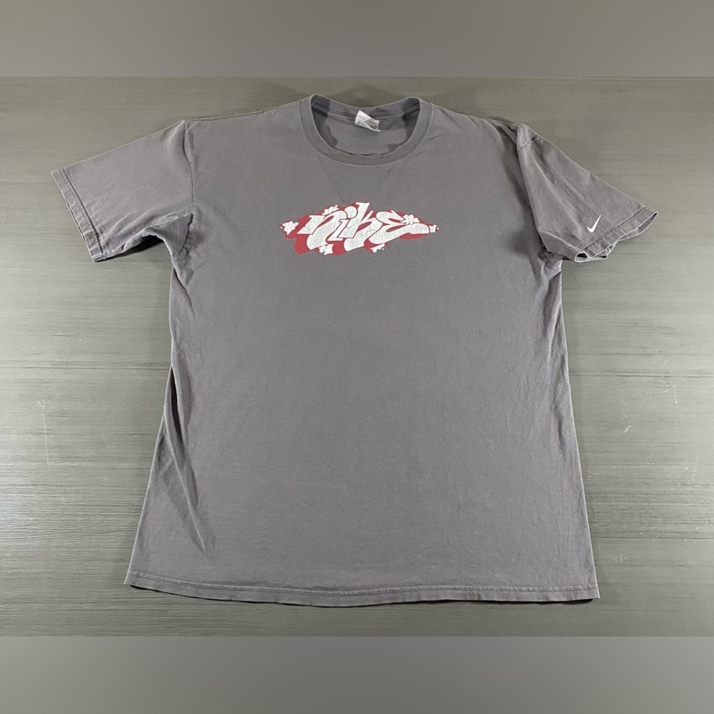 VINTAGE Nike Shirt Adult Extra Large Gray White Graffiti Logo Tagger Mens XL